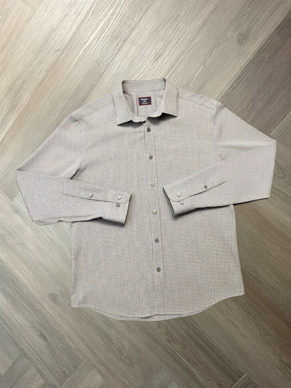 UNTUCKit Regular Fit Button Down Check Shirt Mens‎ Large Gray Burgundy Preppy